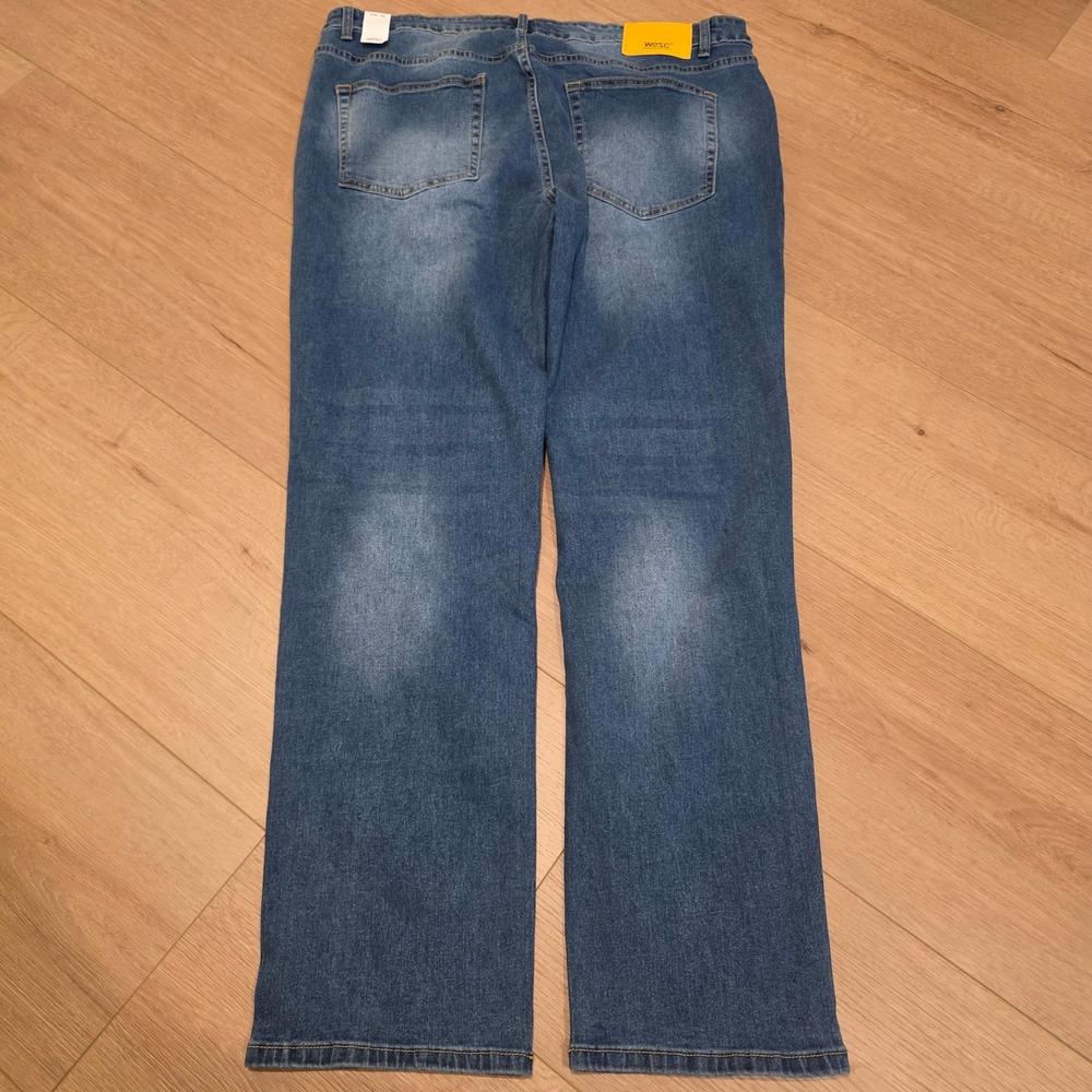 WeSC Bob Straight Leg Denim Jeans Mid Blue Wash 36 x 32 Unisex Fits 39 x 32 NWT - Picture 13 of 15